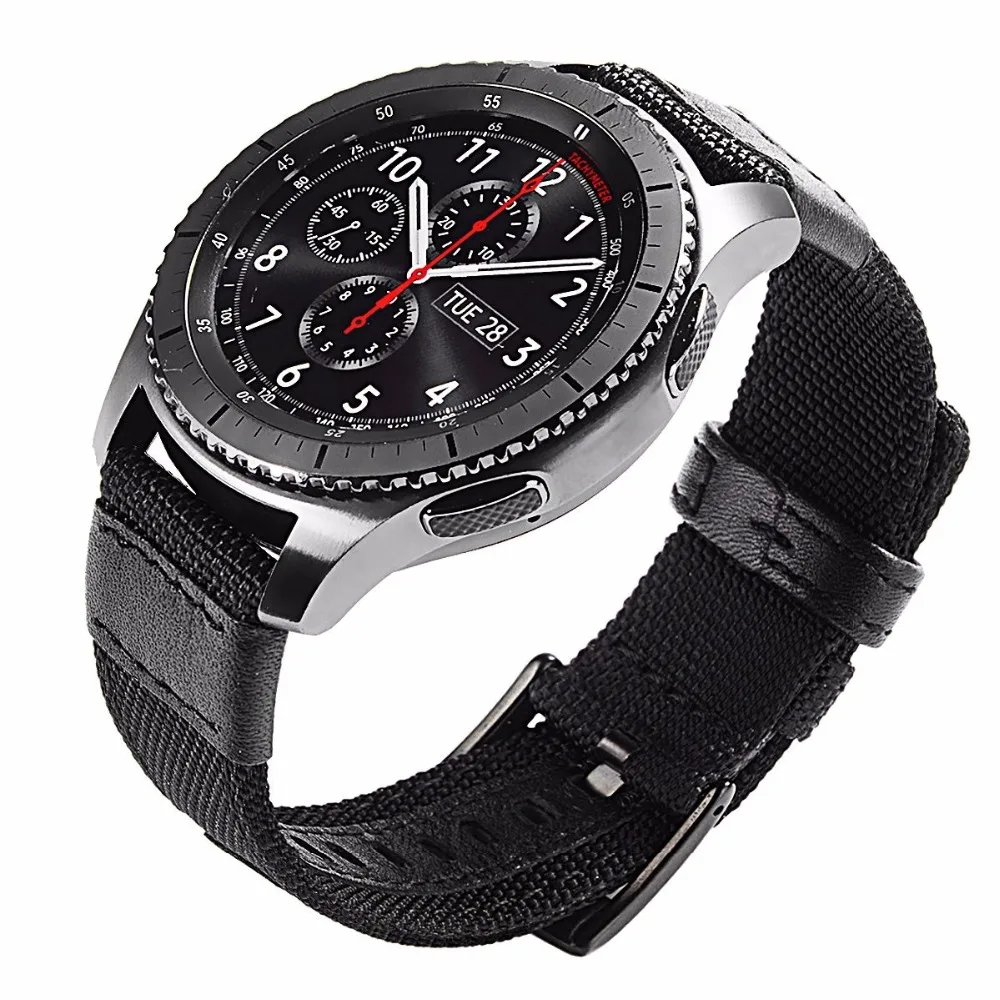 Быстрая установка ремешок для часов samsung Galaxy Watch 42/46 мм армейский Стиль нейлон и кожа Ремешки для samsung gear S3 S2 часы