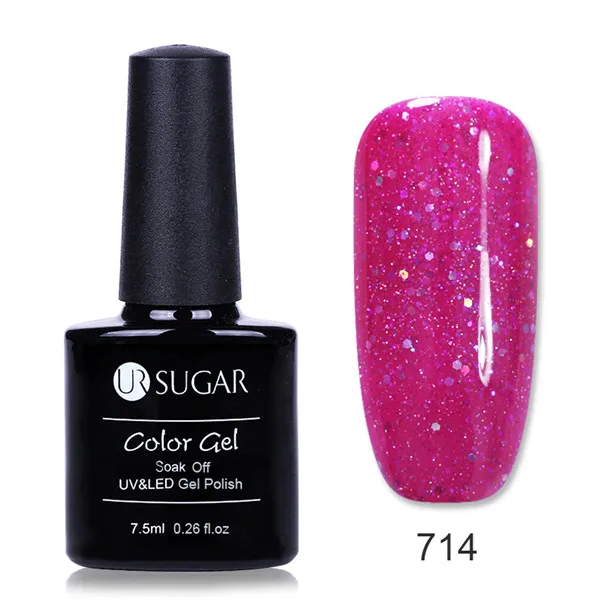 Color 714 Ur Sugar 7,5 мл УФ фиолетовая серия голографический блеск для ногтей Платиновый Гель-лак гель лак для ногтей - Цвет: Color 714