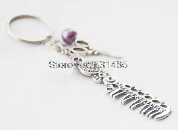 12 шт. парикмахер подарок Красота в школу Уход за волосами брелок &quotкисть&quot ножницы кольцо для ключей