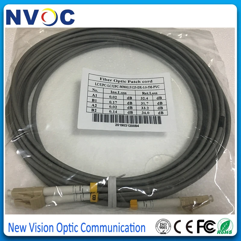 6 шт./лот LC/UPC ММ 62 5/125 50/125 DX 3 0 мм 1 м 5 ПВХ серый OM1 OM2 бронированный двухъядерный