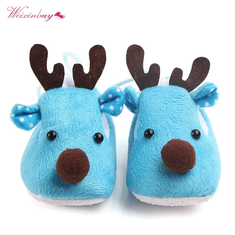 

WEIXINBUY Winter Baby Christmas Lovely Winter Xmas Elk Deer Shoes Sweet Antiskid Toddlers Baby Girls Infant Shoes First Walker