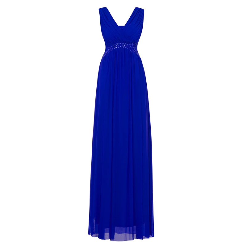 royal blue Tanpell вечернее платье с v-образным вырезом и открытой спиной, дешевое черное платье трапециевидной формы длиной до пола, женское платье для выпускного вечера с кристаллами, длинное вечернее платье - Цвет: royal blue