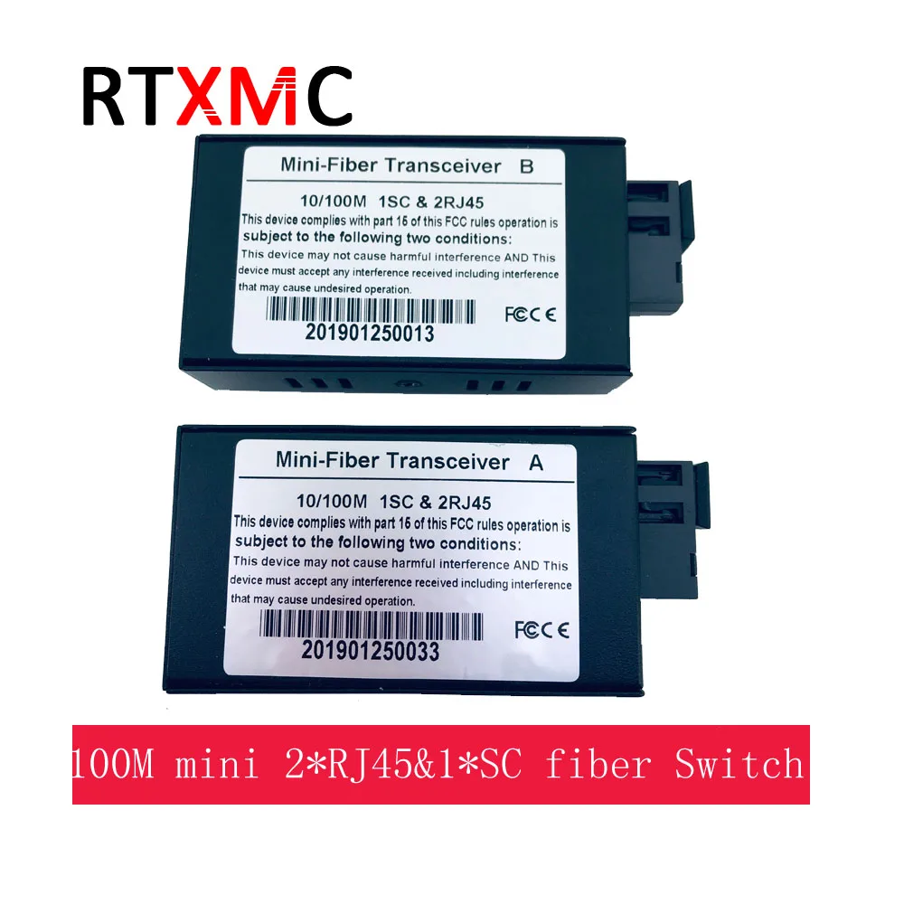 1 пара мини 10/100 м 2UTP 2 * RJ45 и SC одиночный волоконный коммутатор 20 км Ethernet
