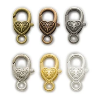 5 piece 6 colors heart pattern metal lobster clasps connector findings jewelry making accessories bracelets necklaces 27x14mm