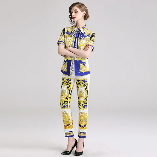 Женский дизайнерский подиумный комплект из двух предметов блузка с коротким