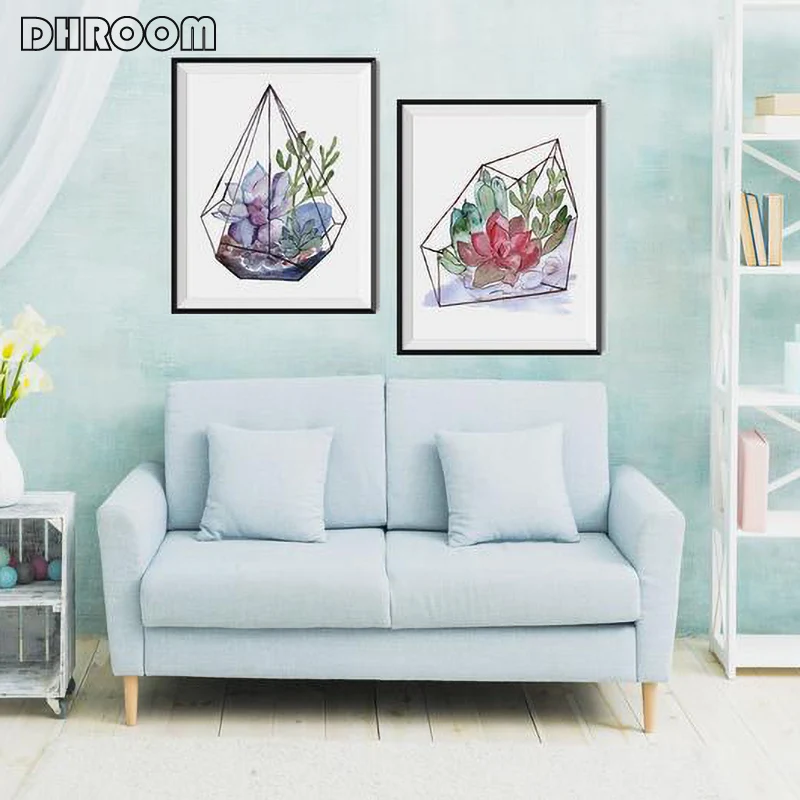 Watercolor Succulent Plants Print Nordic Poster Cactus Wall Art Posters and Prints Canvas Painting Quadro Pictures Home Decor