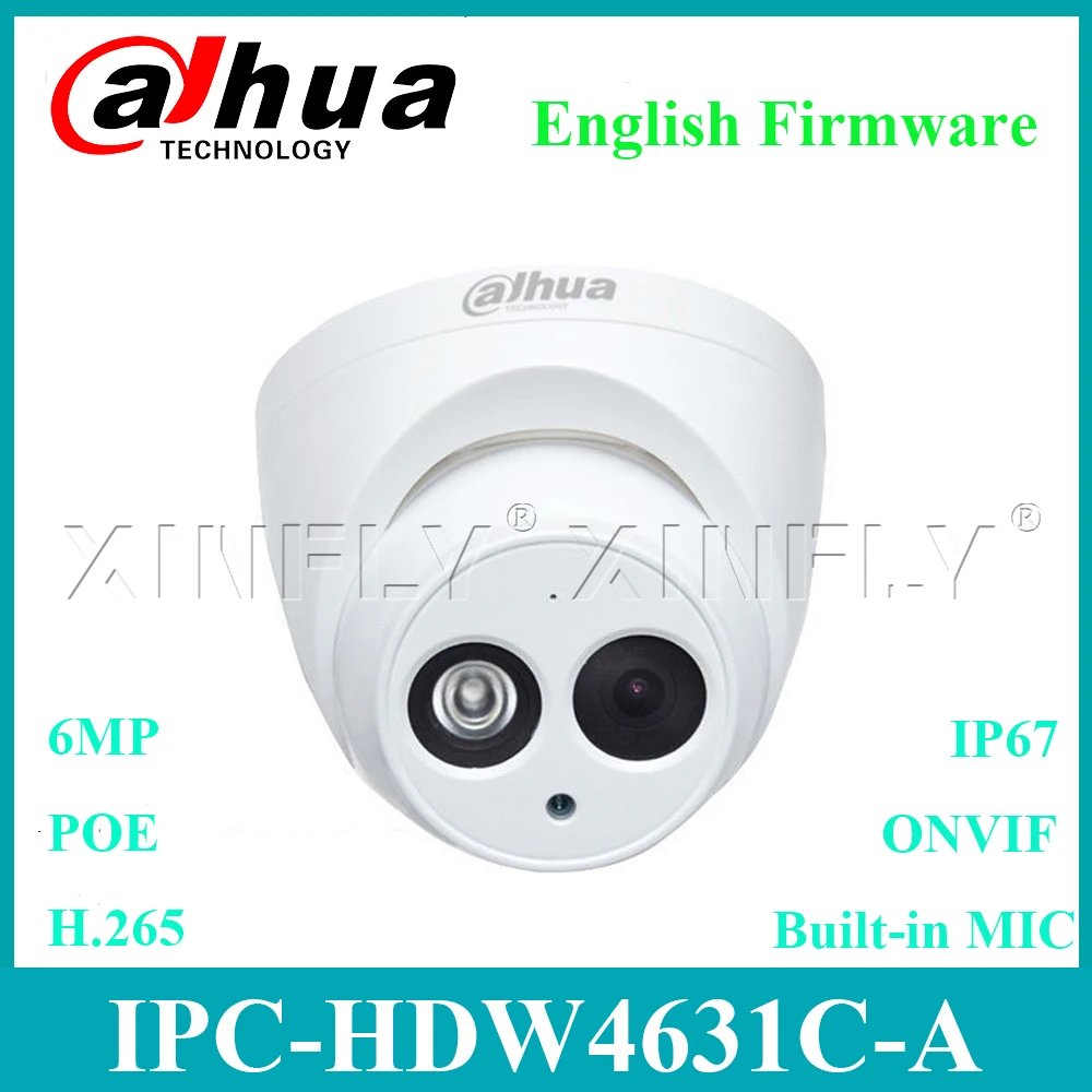 Dahua 6MP IPC HDW4631C A IP POE Сетевая купольная камера IR50m Встроенный микрофон Замена HDW4433C и