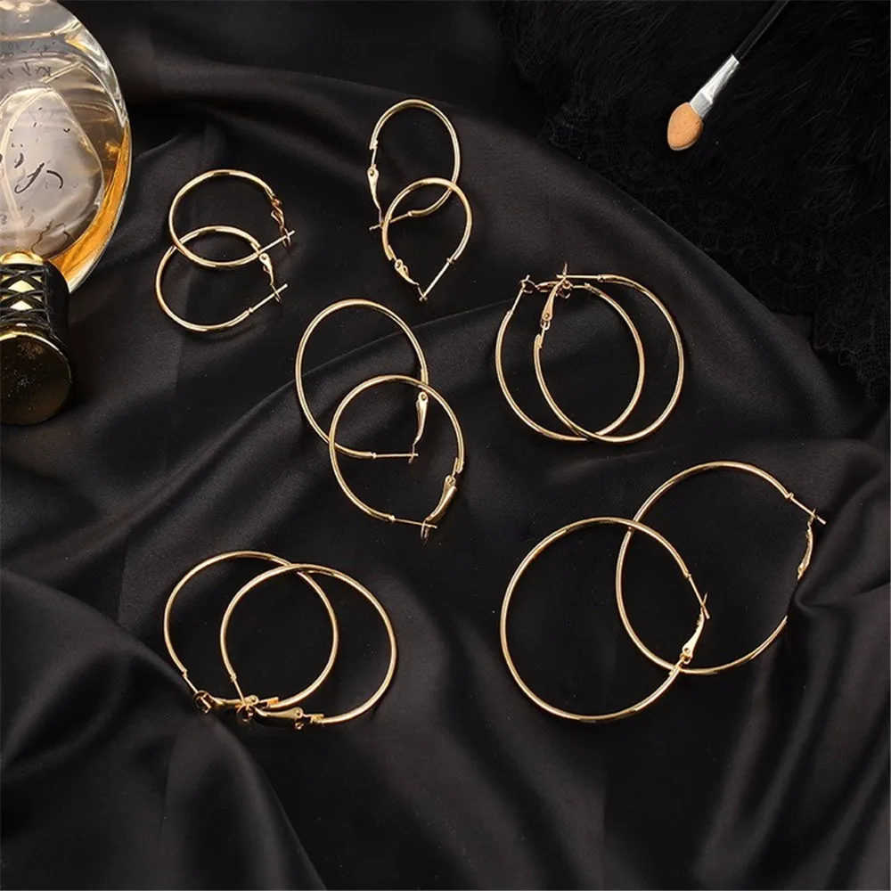 Женские винтажные серьги в стиле стимпанк большой круг обруч золотого цвета