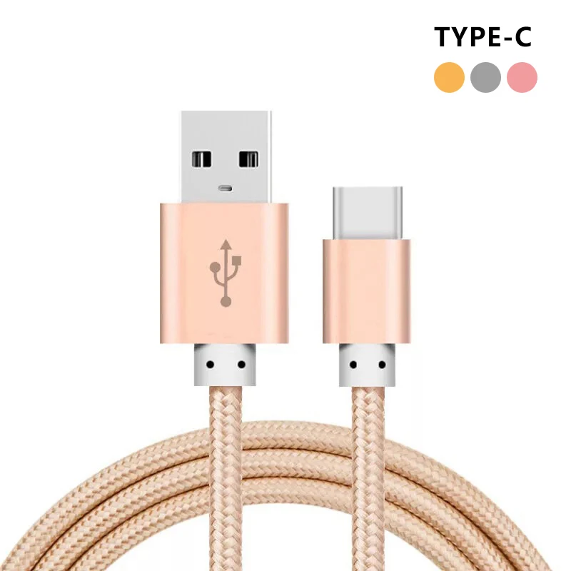 Usb кабель Usb-C type-C кабель type-C Usb C зарядное устройство зарядный нейлоновый шнур провод для Xiaomi mi x mi 5 5S/Meizu Pro 6 Plus 6s 5 Mx6 - Цвет: Золотой