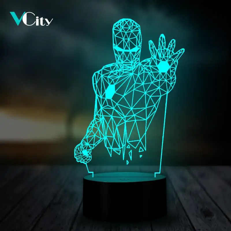VCity 3D Ночной светильник Led Настольная лампа прикроватный декор железный человек