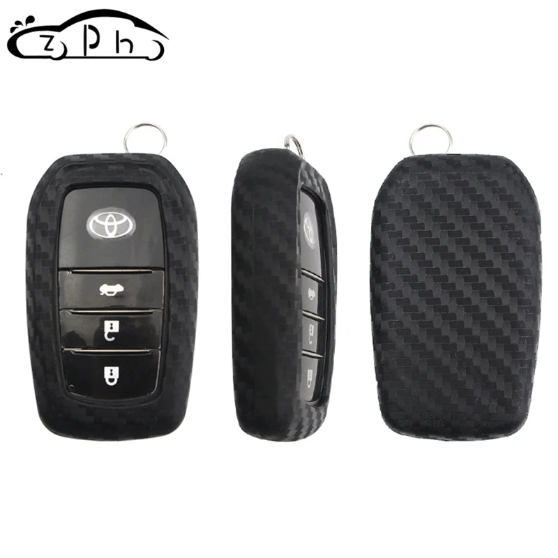 Чехол для ключей автомобиля из углеродного волокна для Toyota Hilux Fortuner Land Cruiser Camry Coralla Crown RAV4 Highlander
