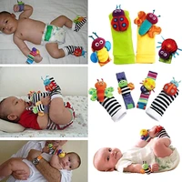 1 set plush toy wrist rattle colorful bee with foot socks cute for baby gift bm88