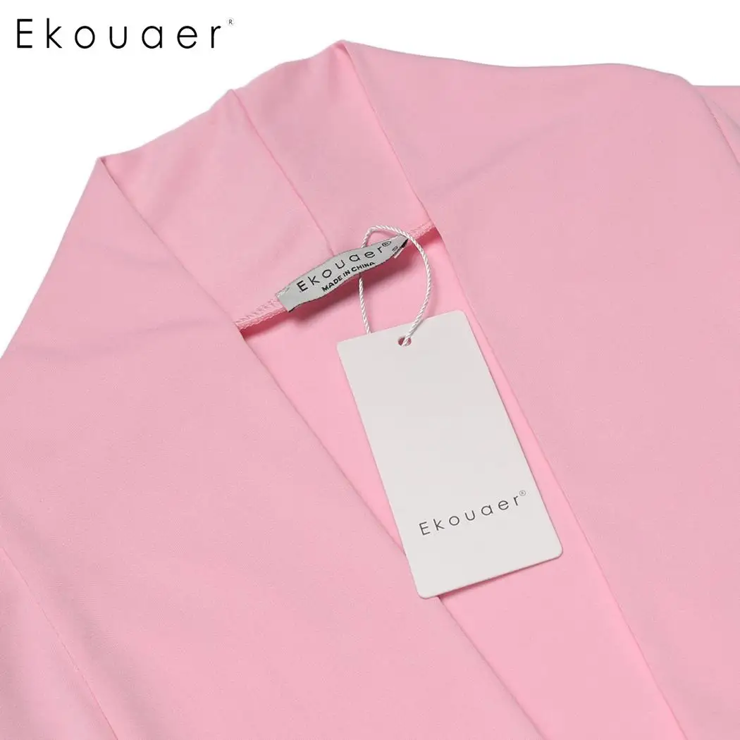 Женский банный халат Ekouaer кружевное контрастное цветное кимоно с длинным рукавом