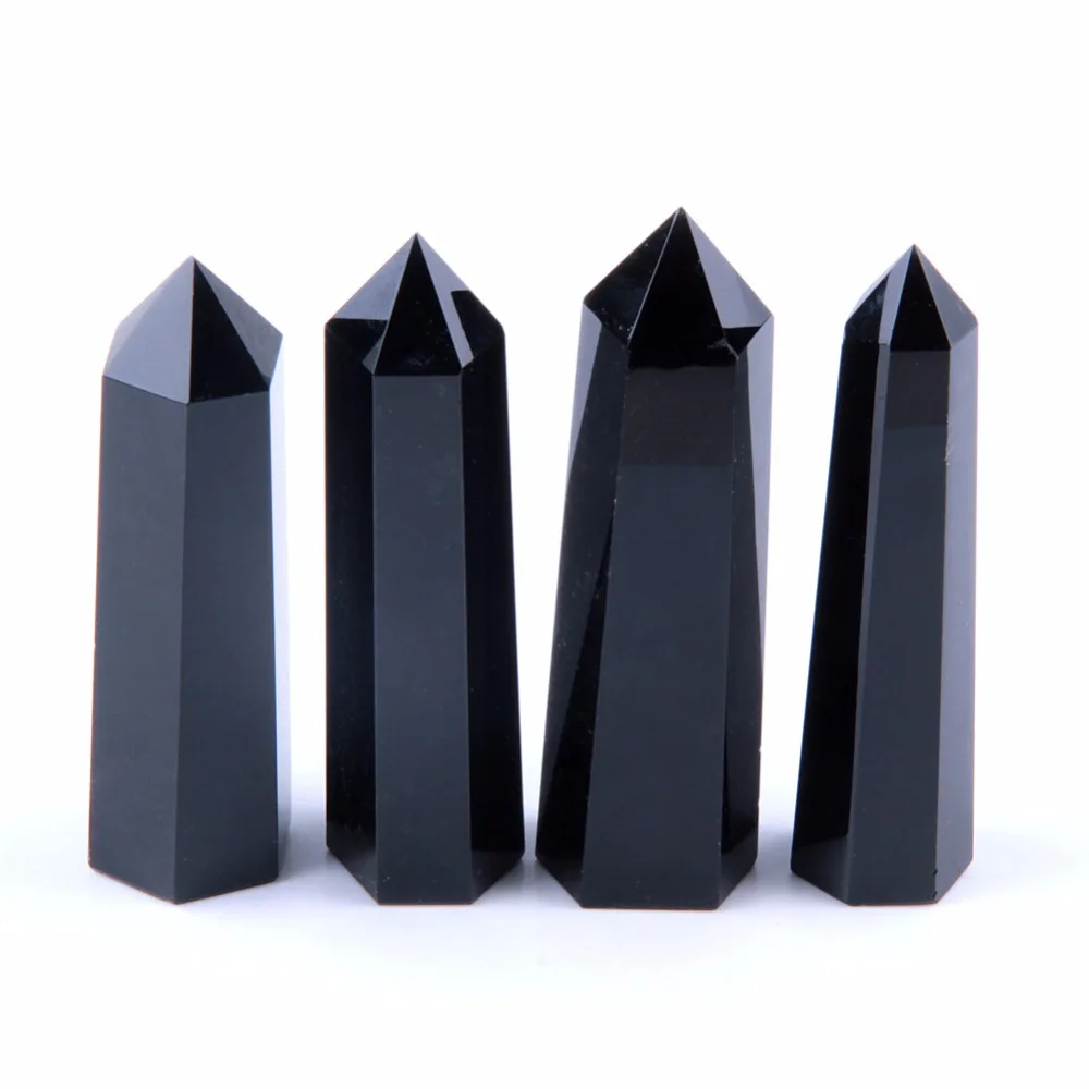 

3 "натуральный черный обсидиан камень энергия Очищающая палочка Кристалл обелиск башня фэн шуй рейки целебные камни