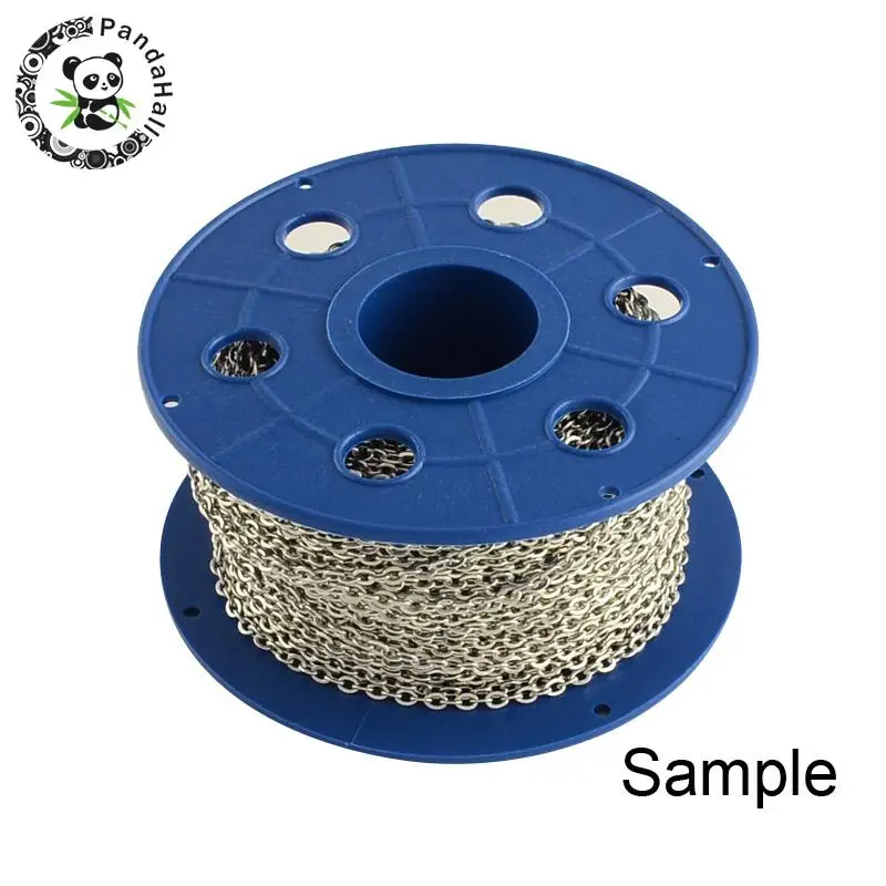 

304 Stainless Steel Curb Chains, Unwelded Twisted Chains, Stainless Steel Color, 6x4.5x1.2mm; about 25m/roll