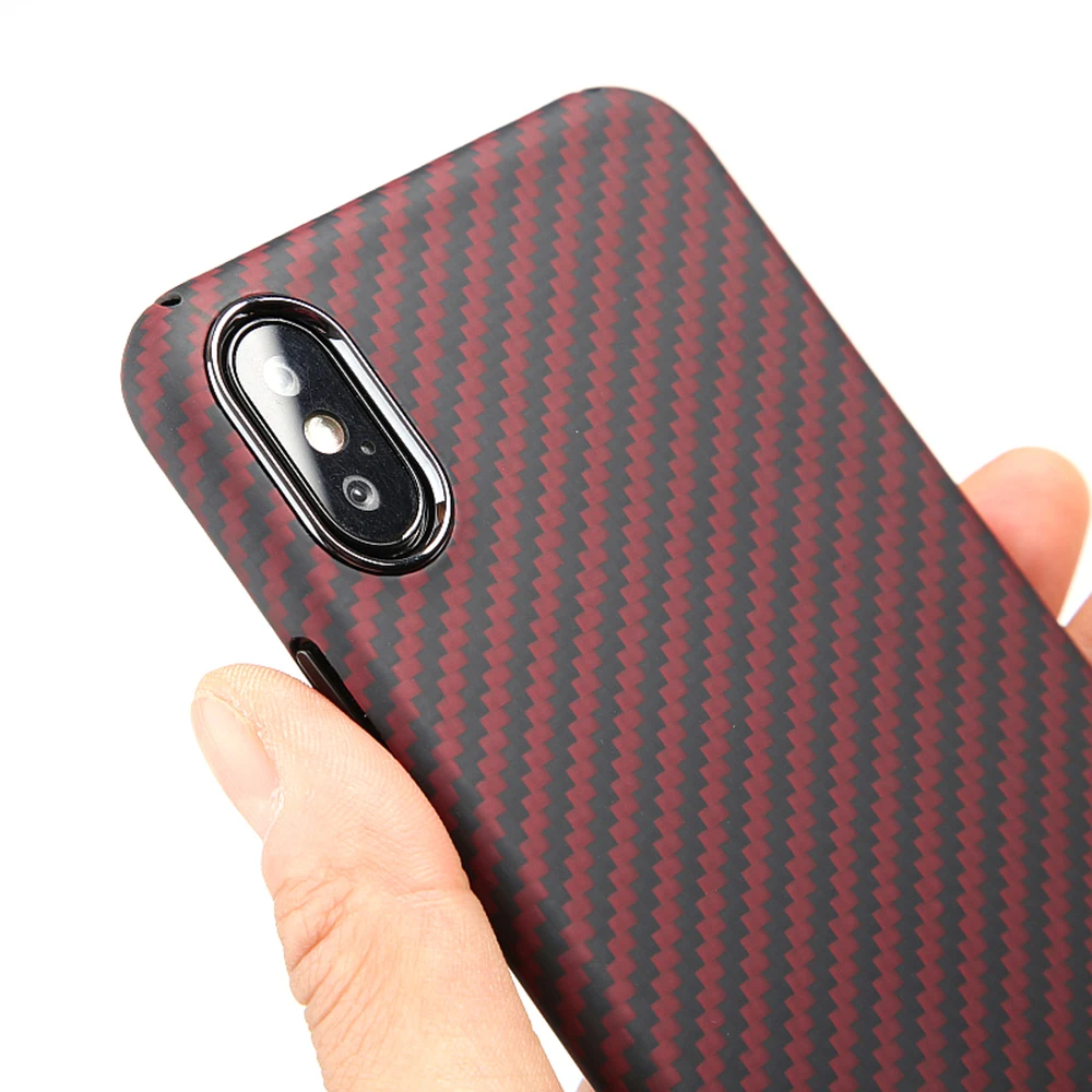 Ультратонкий чехол из красного арамидного волокна для iPhone X XS роскошный