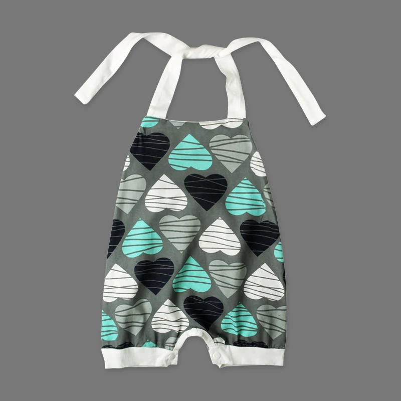 Летние детские комбинезоны для маленьких девочек милые с принтом в форме сердца