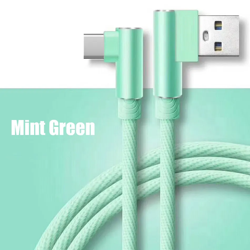 Кабель usb type-C для быстрой зарядки 3 А для huawei, кабель USB C для зарядки и синхронизации данных для samsung Xiaomi, 1 м, 2 м, 3 м, кабель для зарядки телефона - Цвет: Green