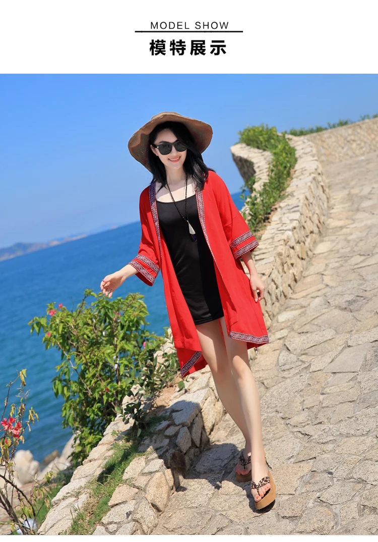 2018 пляжное праздничное шифоновое пальто средней длины с вышивкой летний