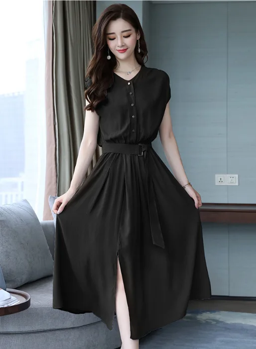 Женское шифоновое длинное платье повседневное приталенное трапециевидной формы