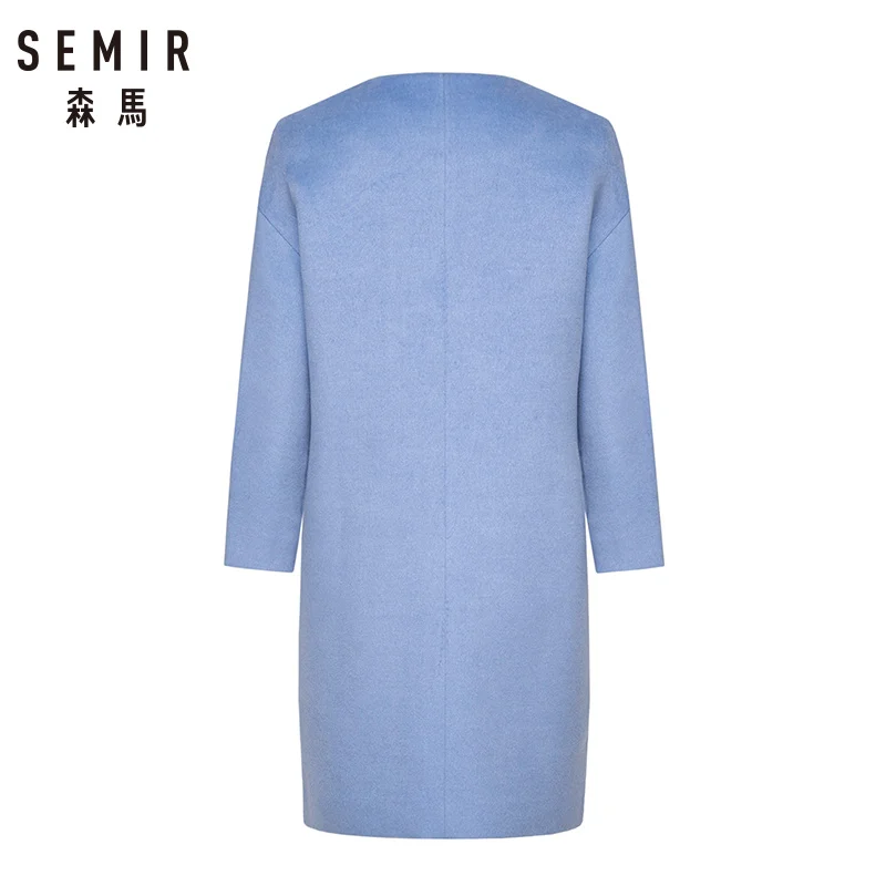 SEMIR Woman Woolen Coats Winter 2018 Causal Single Waisted Solid O-neck Collar Cool Female Long Jacket For Women | Женская одежда
