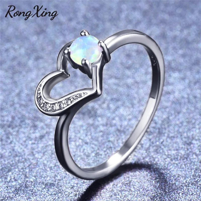 RongXing серебряный цвет Любовь Сердце кольца для женщин Свадьба
