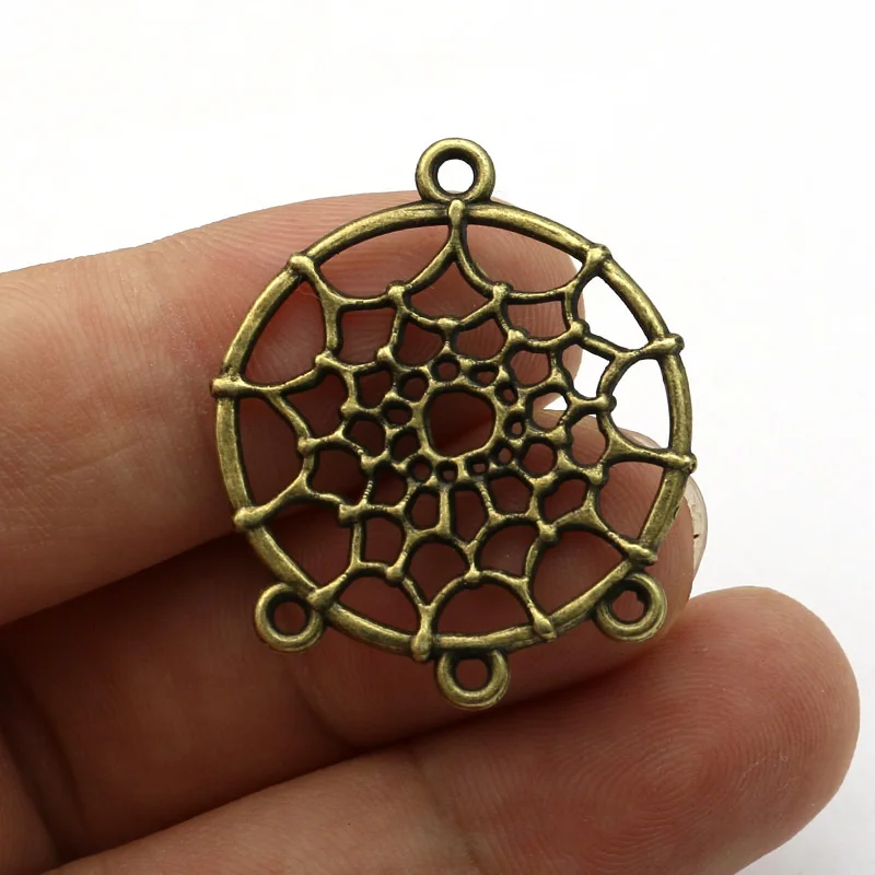 8 шт. античный посеребренный Ловец снов шармы подвески браслеты ожерелья