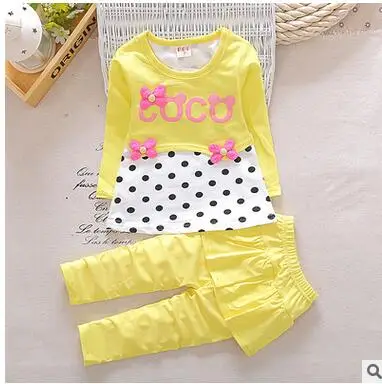 2017 Spring model of children's wear girl's suit han edition medium and small children false three-piece dot foreign tra | Детская