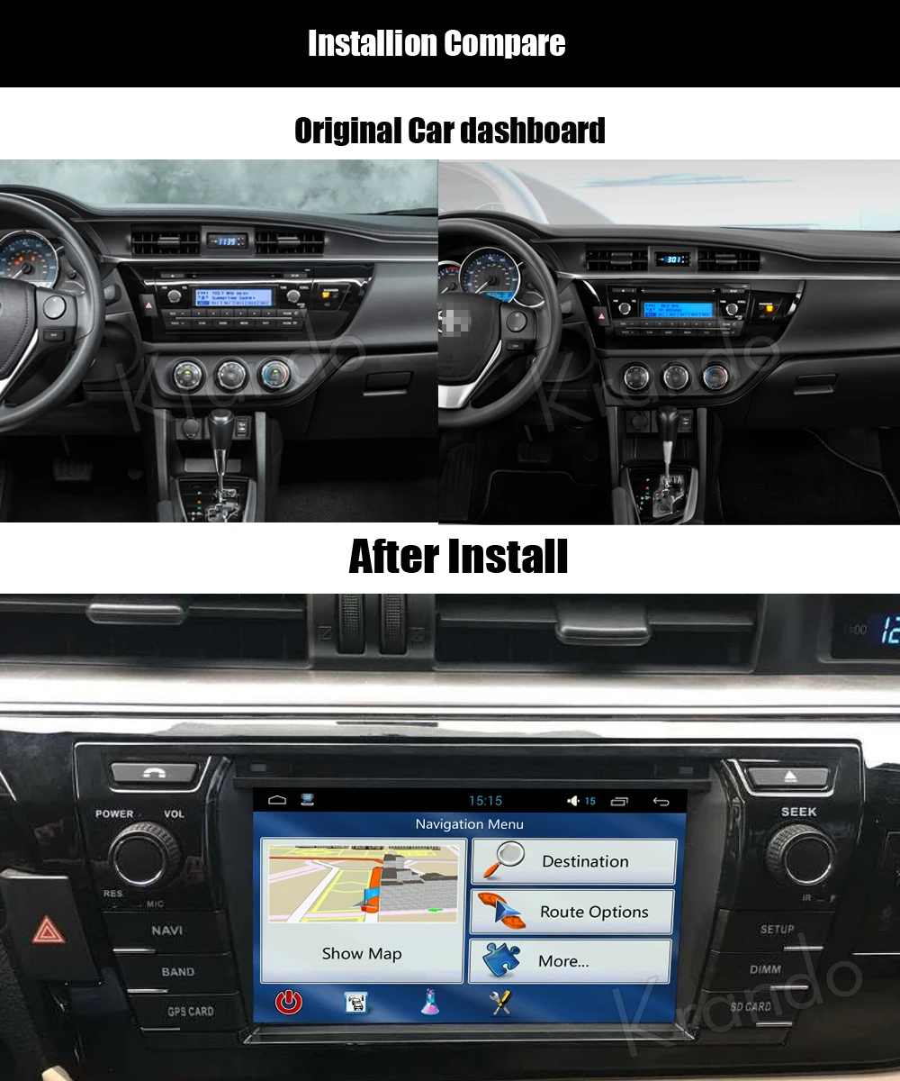 Krando Android 9 0 7 "автомобильное радио gps dvd плейер для toyota corolla 2014 2015 2016