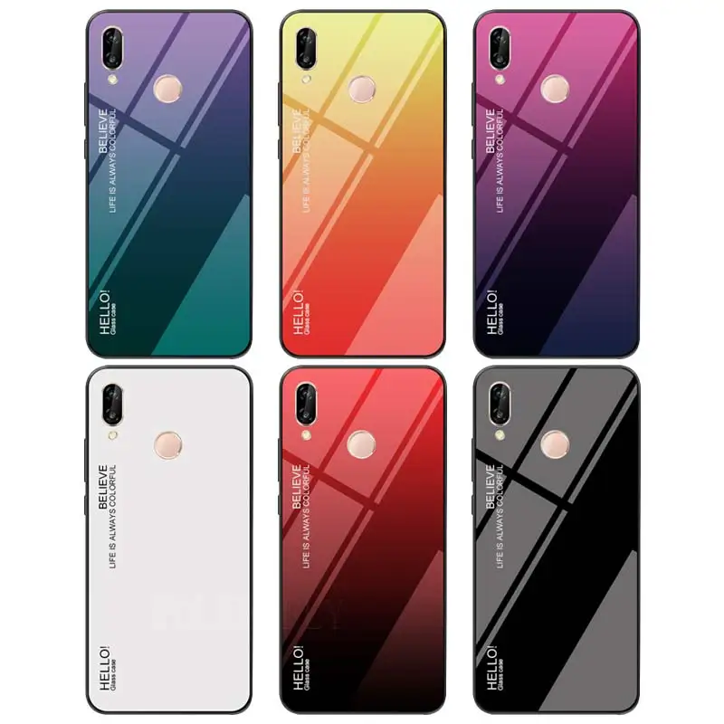 50 шт./лот чехол из закаленного стекла с градиентом для Huawei mate 20 P30 P20 pro 20X honor 9i 10 lite 8X