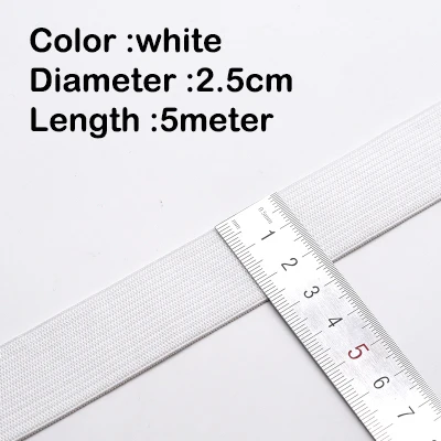 25mm 5meter white 5-10 м/мешок 20-60 мм нейлоновая плоская эластичная лента для шитья аксессуары Резиновая лента для шитья тесьма для одежды Нижнее белье Черный Белый - Цвет: 25mm 5meter white