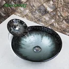 Круглая раковина YANKSMART стильное закаленное стекло для ванной комнаты, раковина, чаша с выдвижным сливом