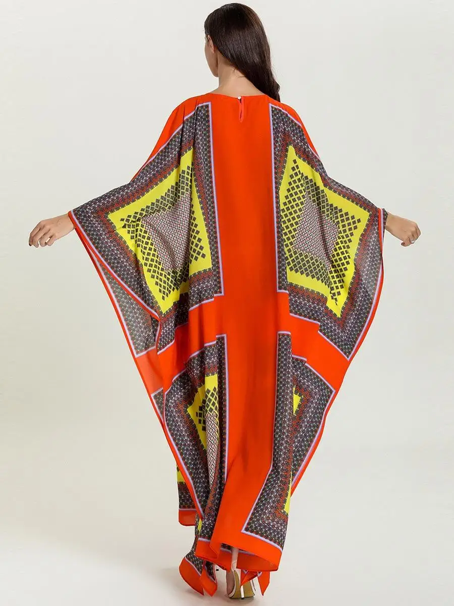 Мусульманский кафтан с рукавом летучая мышь в Дубае длинное платье принтом абайя