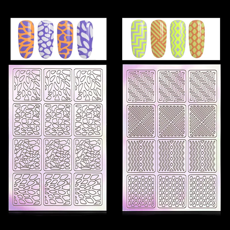 60 шт. 5 листов стильные трафареты для ногтей наклейки набор милый дизайн трафарет