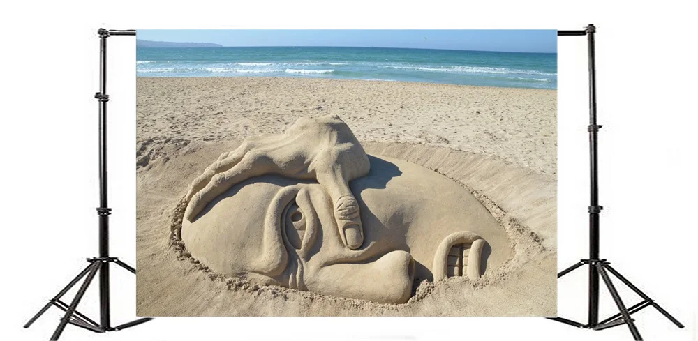 Laeacco Sea Art Beach Sculpture Hand Child Scene Photography Background Customized Photographic Backdrops For Photo Studio | Электроника