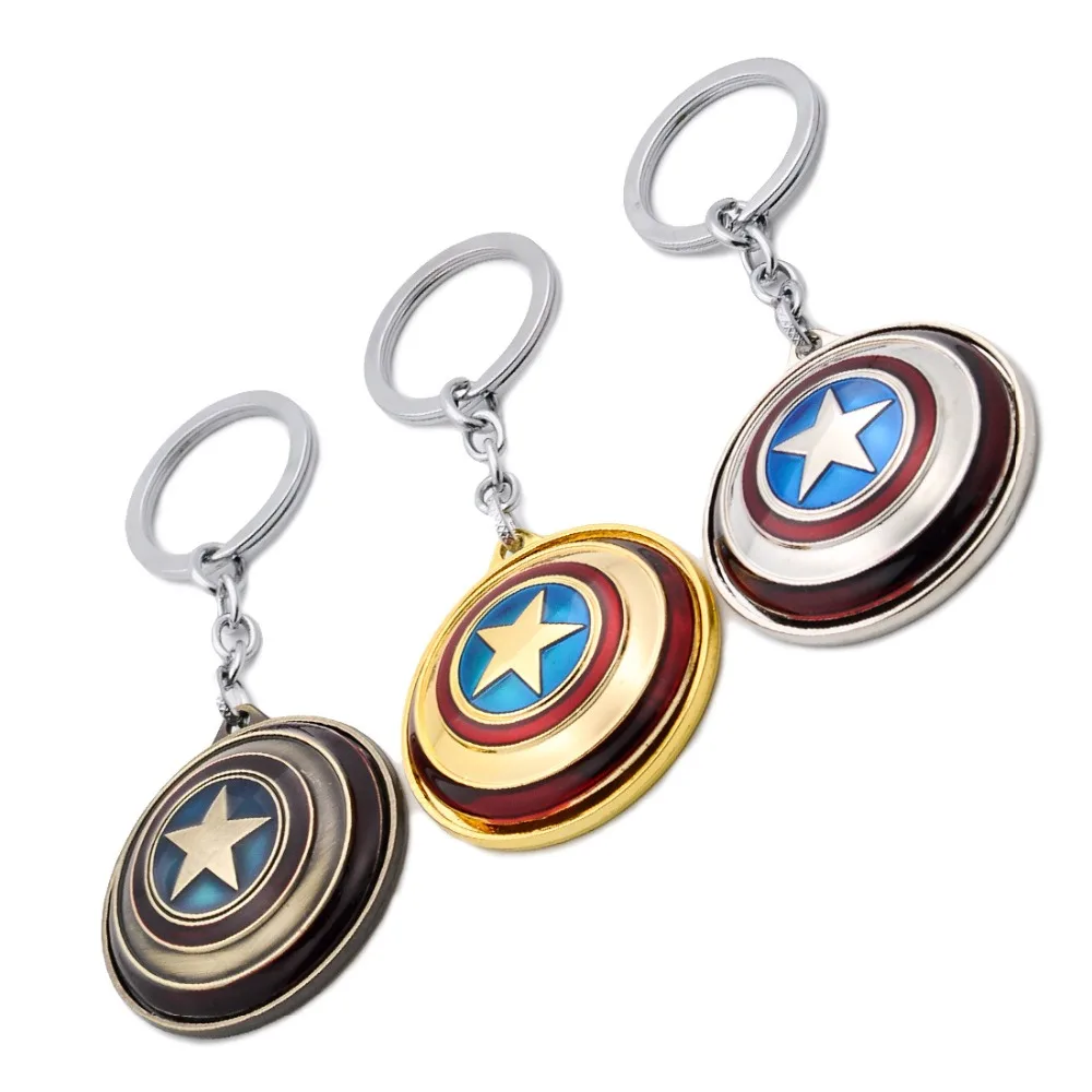 17 типов Marvel Hero Captain America Shield Круглый Вращающийся брелок на ключи с кольцом из