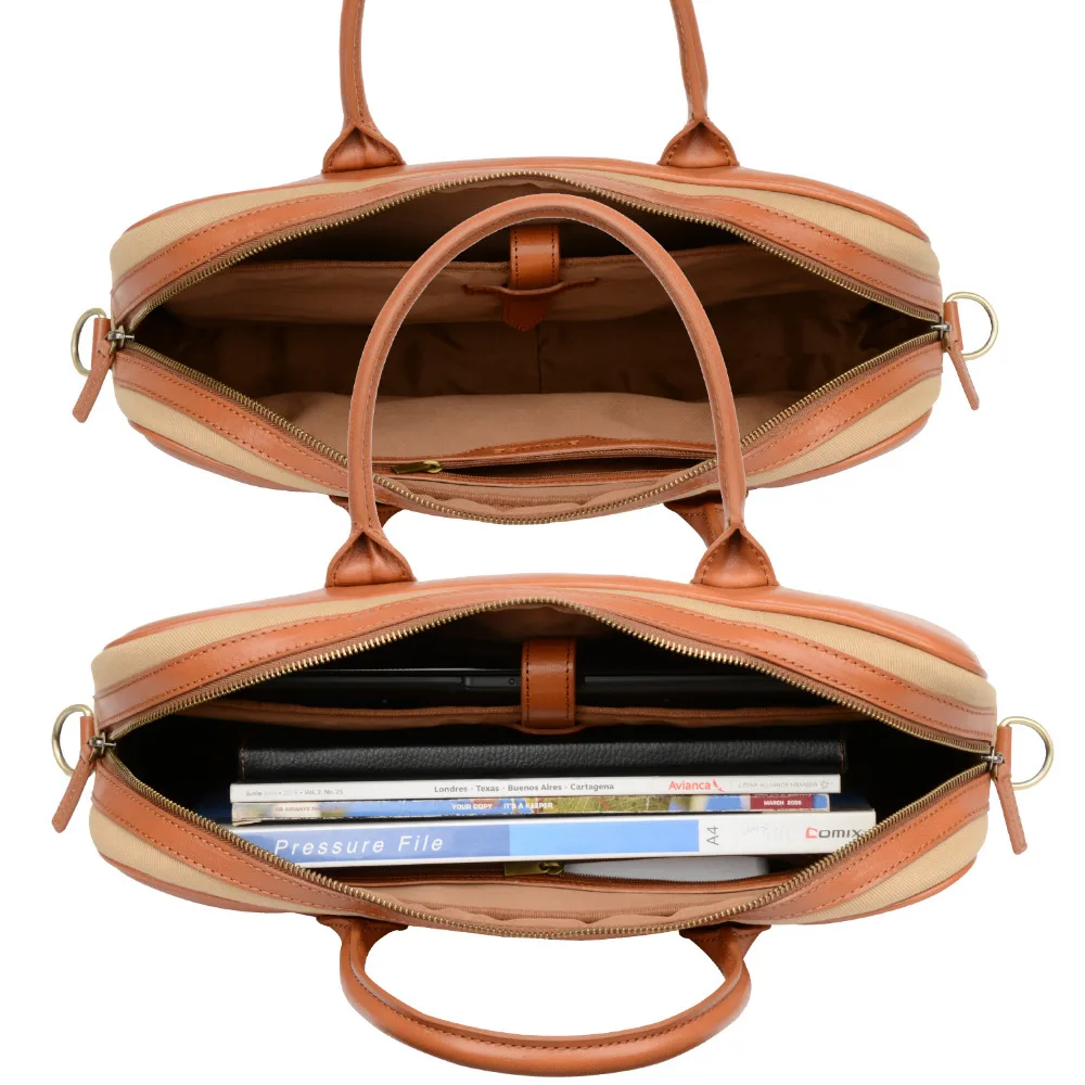 Banuce мужские Кожаные Холст Сумка Для Ноутбука Case Повседневная Бизнес Портфель для