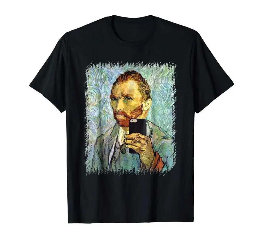 Vincent Van Gogh мобильный телефон селфи 100% хлопок мягкая черная футболка новые унисекс