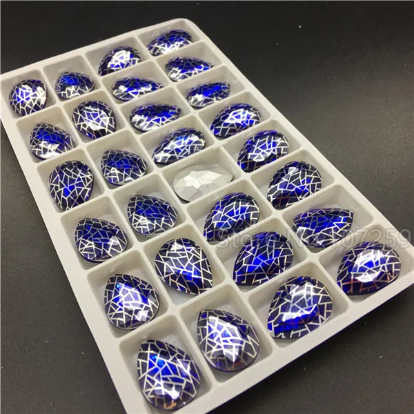 sapphire Цвет с украшением в виде кристаллов патиной 13X18 мм Хрустальные роскошным камнем, Стекло капли бусины высокое качество ювелирных изделий - Цвет: sapphire