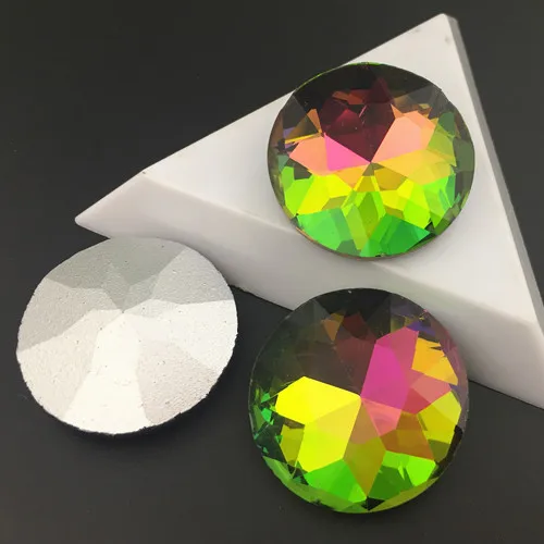 rainbow Все размеры цвета 8, 10, 12, 14, 16, 25, 27 мм круглый Baoshihua стекло, кристалл, камень заостренный назад высокое качество плоский верх Стразы - Цвет: rainbow