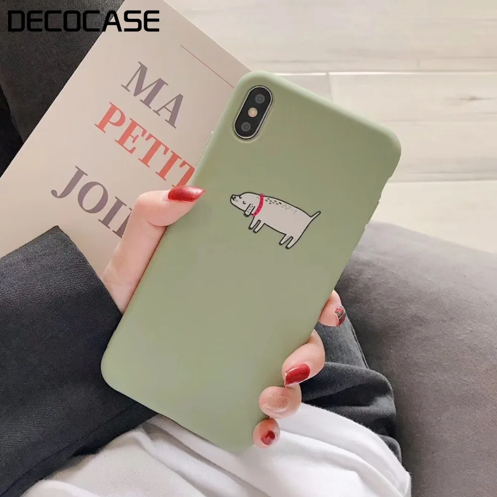 DECOCASE Brief Summer Soft Silicone Green Cartoon Women Men Couple Phone Cases for iPhone 6 6s 7 8 Plus X XR XS Max Mobile Cover |