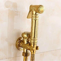 luxury art carved gold brass bathroom bidet faucet flower carved toilet clearing hand shower mop faucet tap solid brass