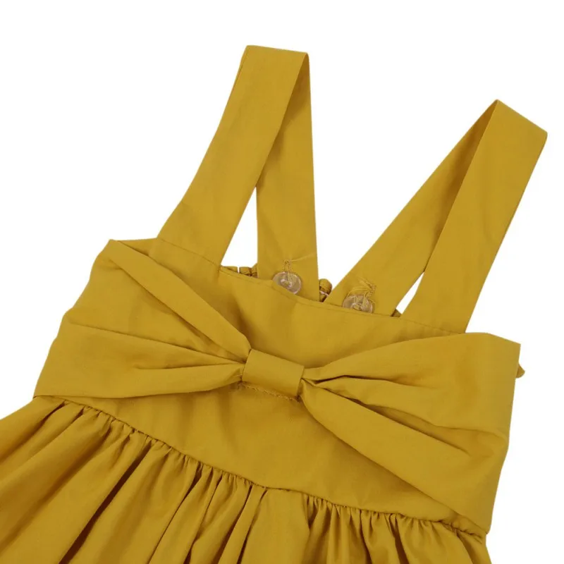 Красивое однотонное платье с большим бантом для маленьких девочек | Детская