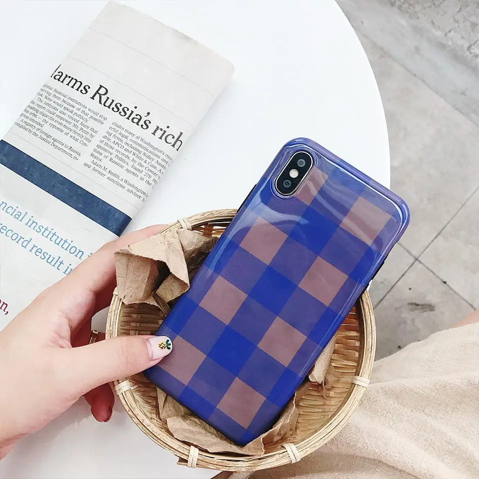 Для iphone 6 7 8 TPU синий квадратный Телефон задняя крышка для 6S плюс Funda X s Drop-proof |