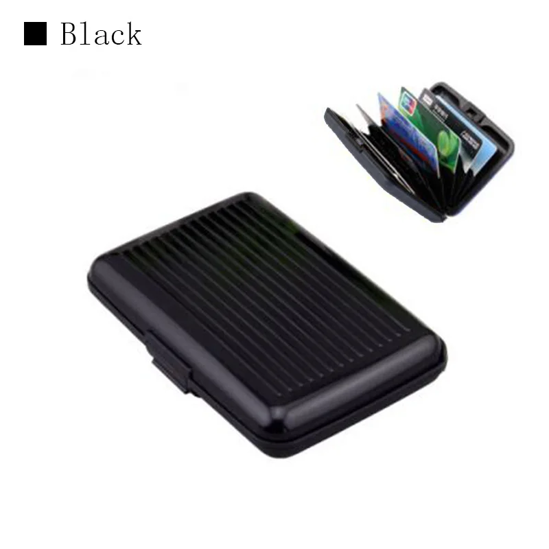 Black BONAMIE RFID банк ID анти-магнитные пакеты держатель для карт Алюминий+ пластик большая емкость Чехол для карт наборы кошелек визитница сумка - Цвет: Black