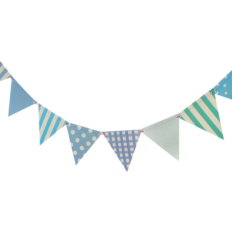 12 шт./компл. голубых тонах, Бумага доска флаги баннер для Baby Shower или для вечеринки по случаю День рождения дома украшения детской комнаты Вымпел гирлянда