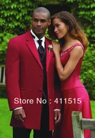 free shipping groomsmen men wedding dress bridegroom high quality red two buttons notch lapelcustom groom wear tuxedosmen suit