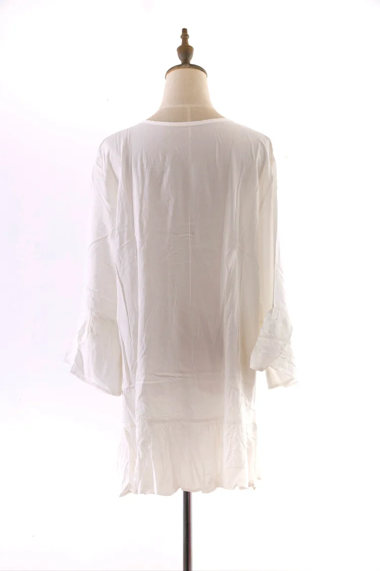 

Women Summer Boho Cotton Beach Cover Up Dresses White Swimsuit Beachwear