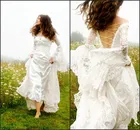 Готическое кельтское свадебное платье, винтажное кружевное платье с рукавами-колокольчиками, корсет на шнуровке, средневековое свадебное платье, винтажное платье невесты в стиле ретро, платье 50