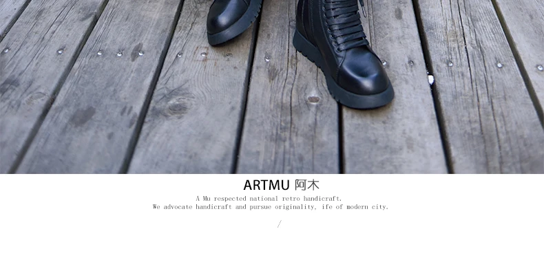 Artmu; Новинка года; удобная женская обувь, увеличивающая рост; кожаные ботильоны для отдыха для девушек; Ботинки martin; Цвет Черный; 6619